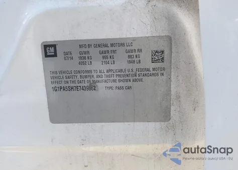 2014 Chevrolet Cruze Ls Auto from USA, damaged, VIN 1G1PA5SH7E7439862